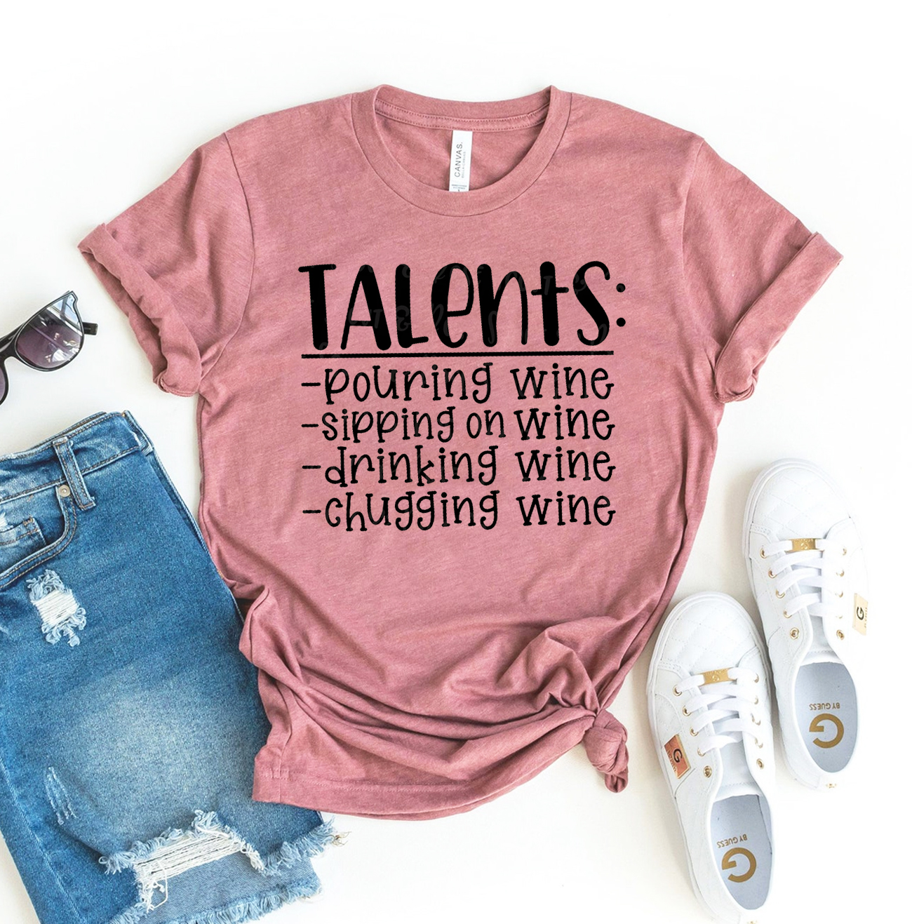 Talents Pouring Wine T-shirt made of premium ring spun cotton with a vibrant flex print design, showcasing a wine-themed graphic.