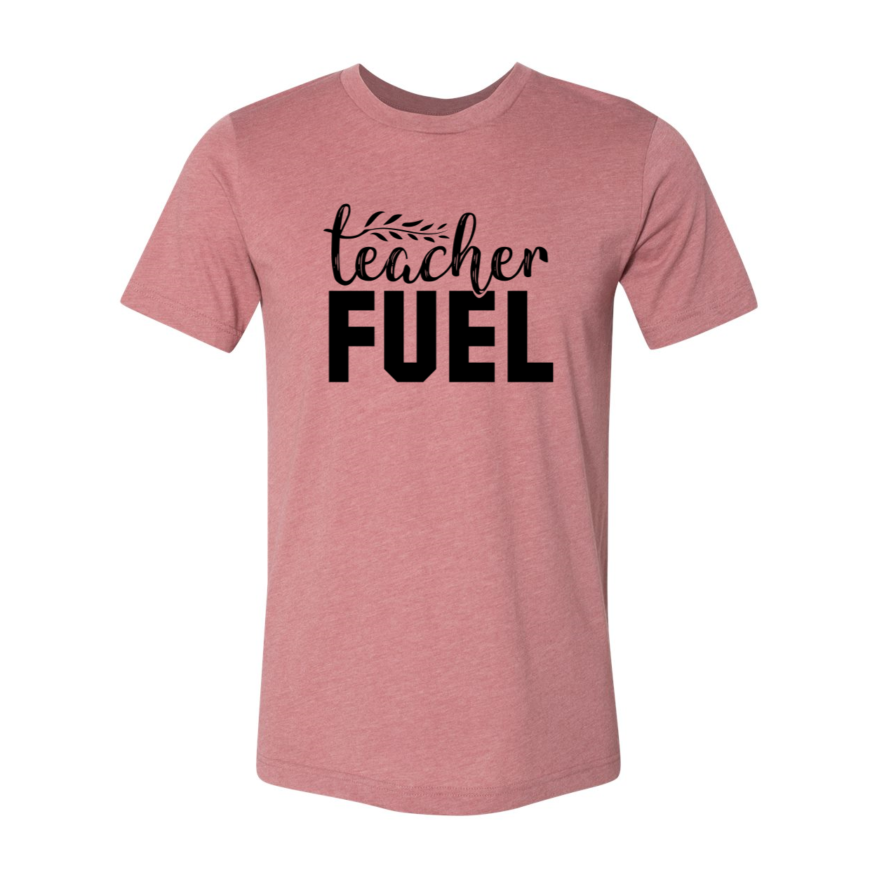 A comfortable unisex Teacher Fuel Shirt made from soft ring spun cotton, available in various colors and sizes, featuring a classic crew neck design.