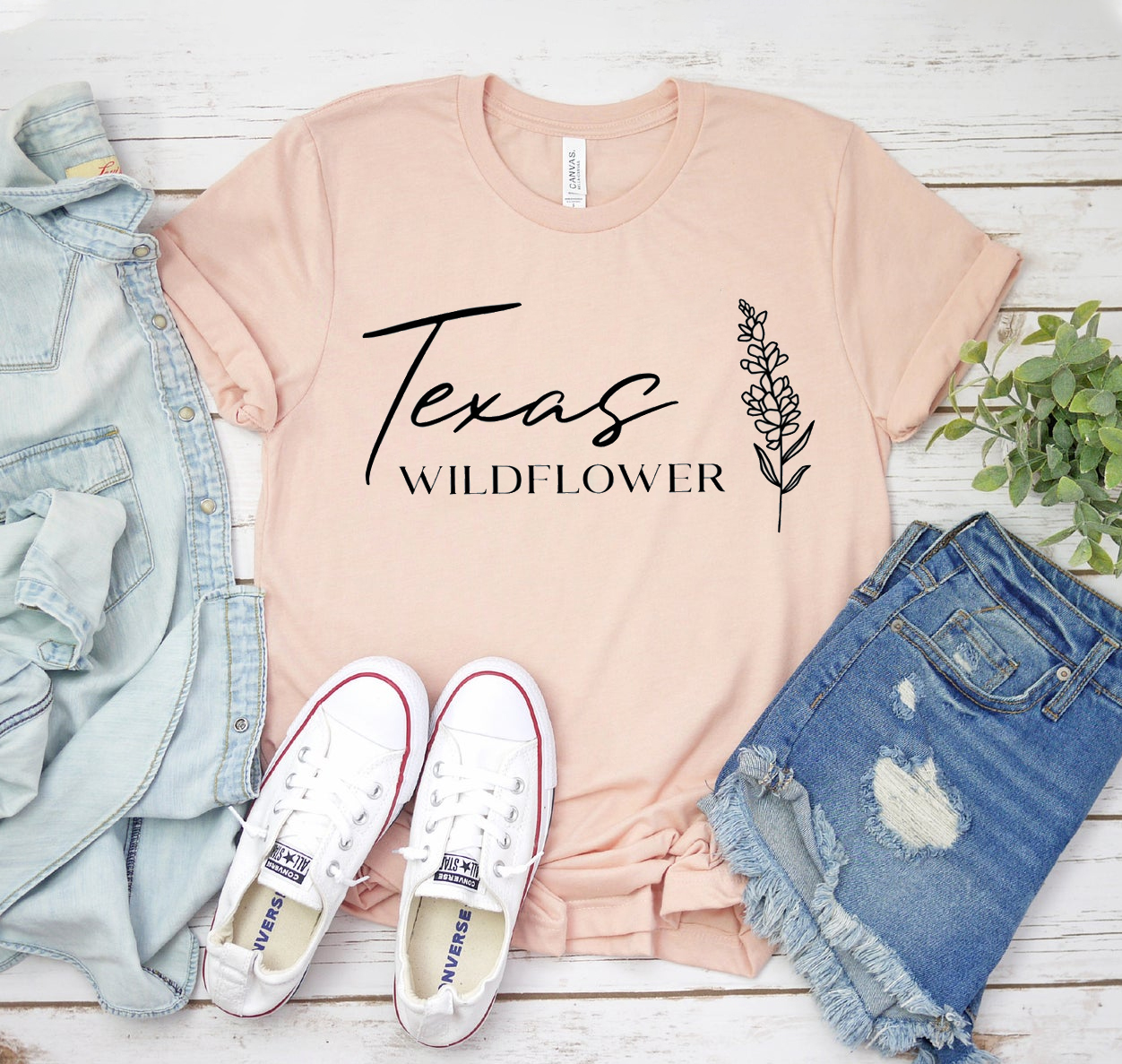 Texas Wildflower T-shirt featuring vibrant wildflower design on a soft cotton fabric, perfect for casual wear.