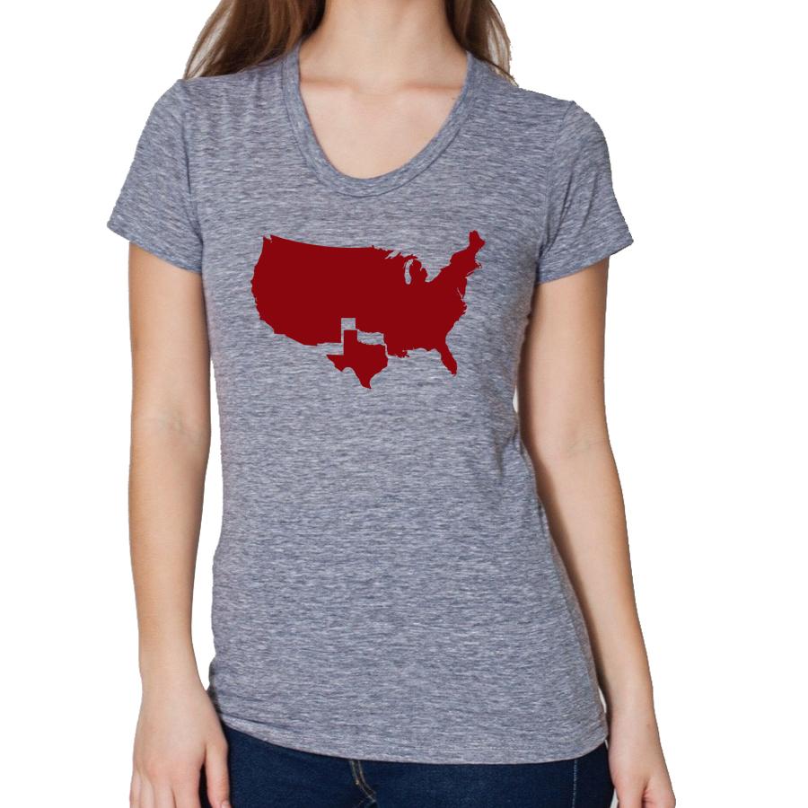 A stylish Texas-themed women's tee in various colors, showcasing comfort and casual style.