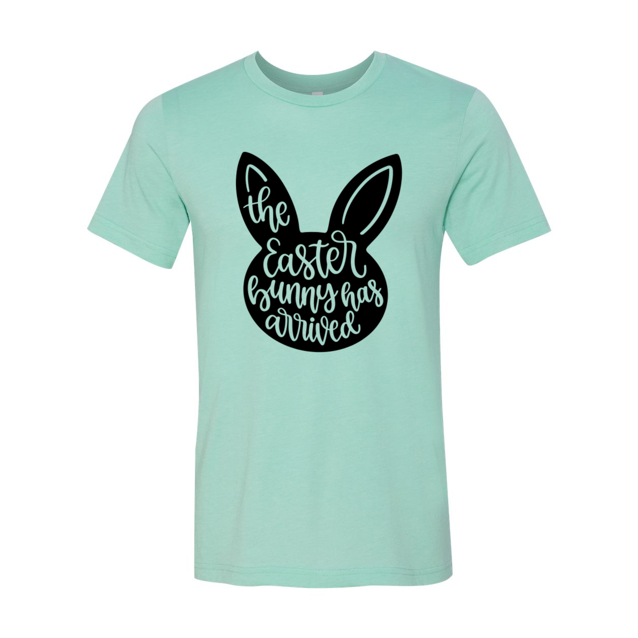 A colorful unisex T-shirt featuring a cheerful Easter Bunny design, made from soft ring spun cotton, available in multiple sizes and colors.