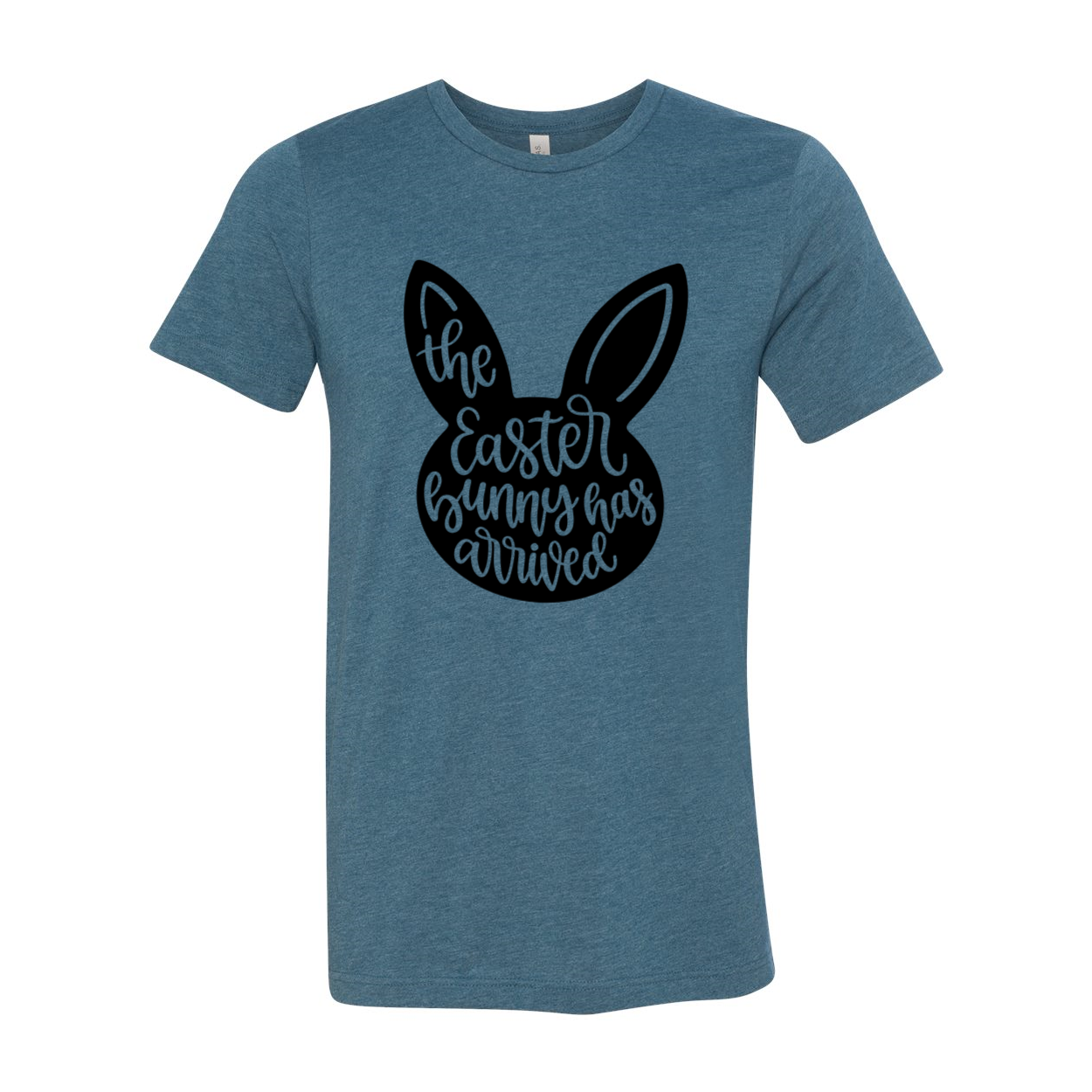 A colorful unisex T-shirt featuring a cheerful Easter Bunny design, made from soft ring spun cotton, available in multiple sizes and colors.