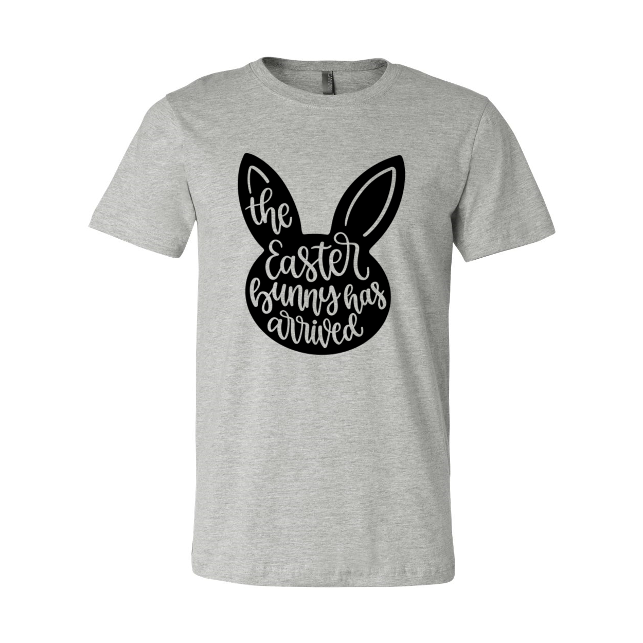 A colorful unisex T-shirt featuring a cheerful Easter Bunny design, made from soft ring spun cotton, available in multiple sizes and colors.