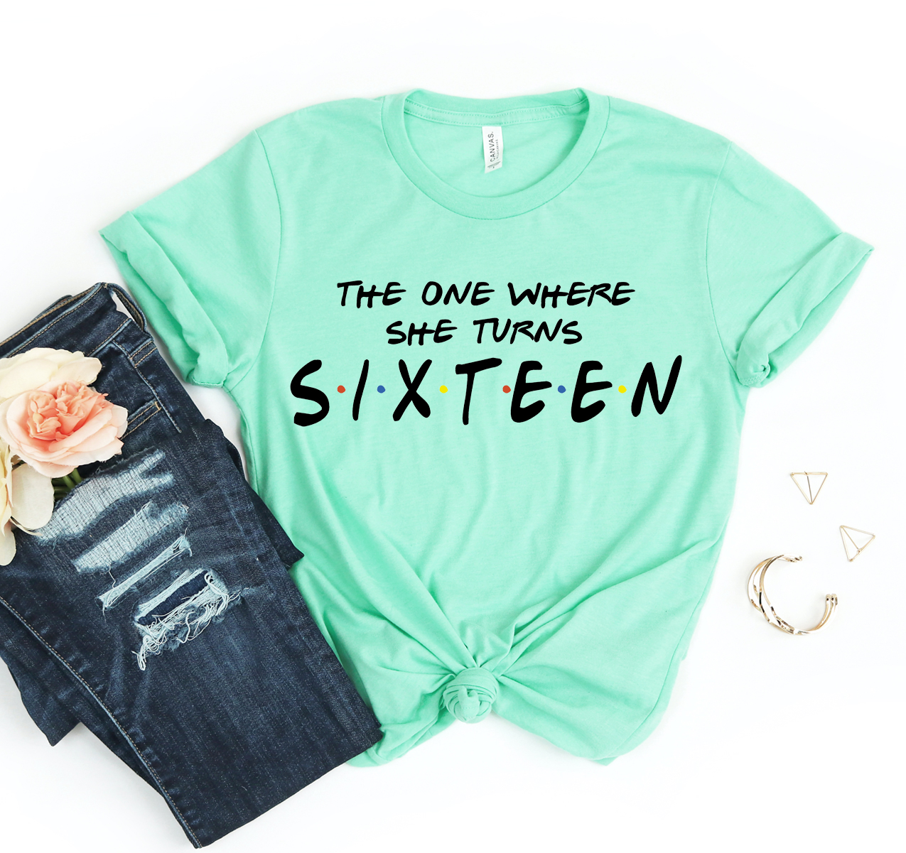 The One Where He Turn Sixteen T-shirt in a vibrant color, showcasing its soft fabric and unisex design.