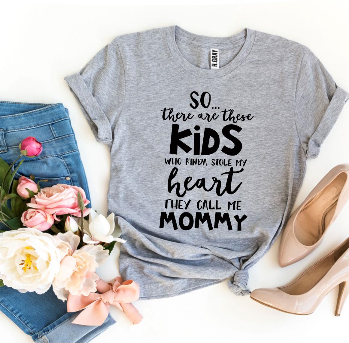 A stylish 'They Call Me Mommy' T-shirt made from premium ring spun cotton, featuring a vibrant flex print design.