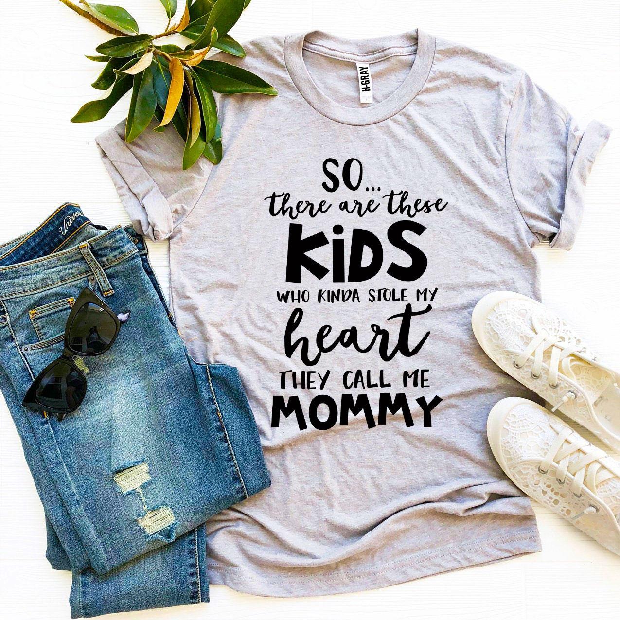 A stylish 'They Call Me Mommy' T-shirt made from premium ring spun cotton, featuring a vibrant flex print design.