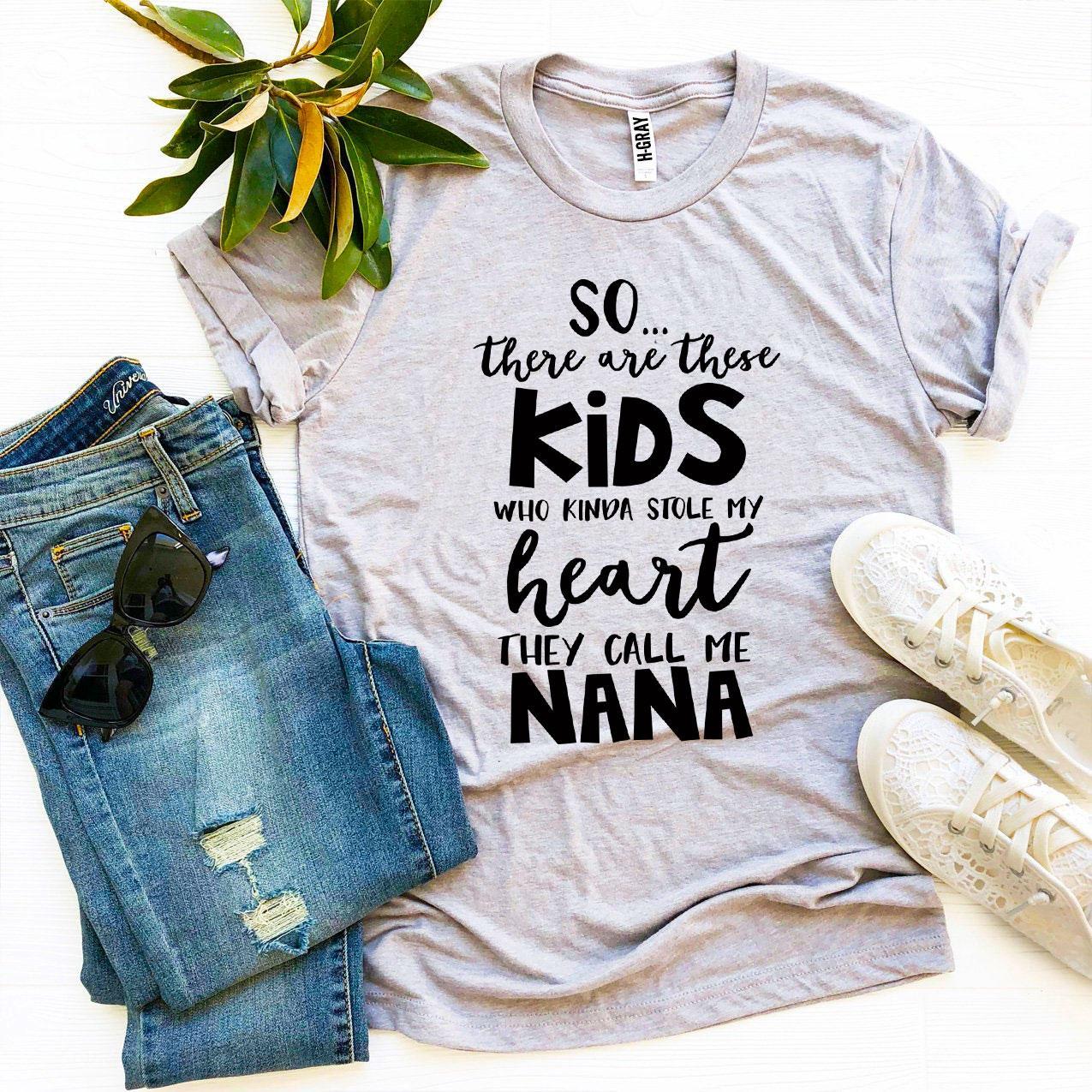 They Call Me Nana T-shirt made of premium ring spun cotton, featuring a high-quality flex print design, available in various sizes.