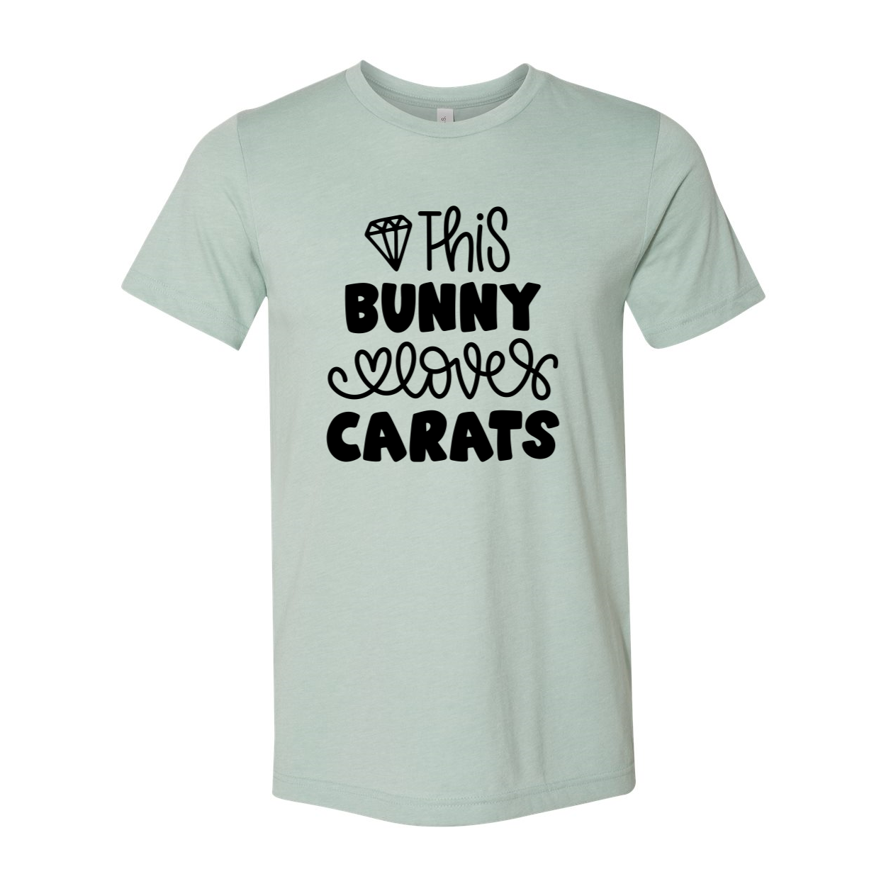 Unisex T-shirt featuring a playful bunny design with the text 'This Bunny Loves Carats', made from soft ring spun cotton.