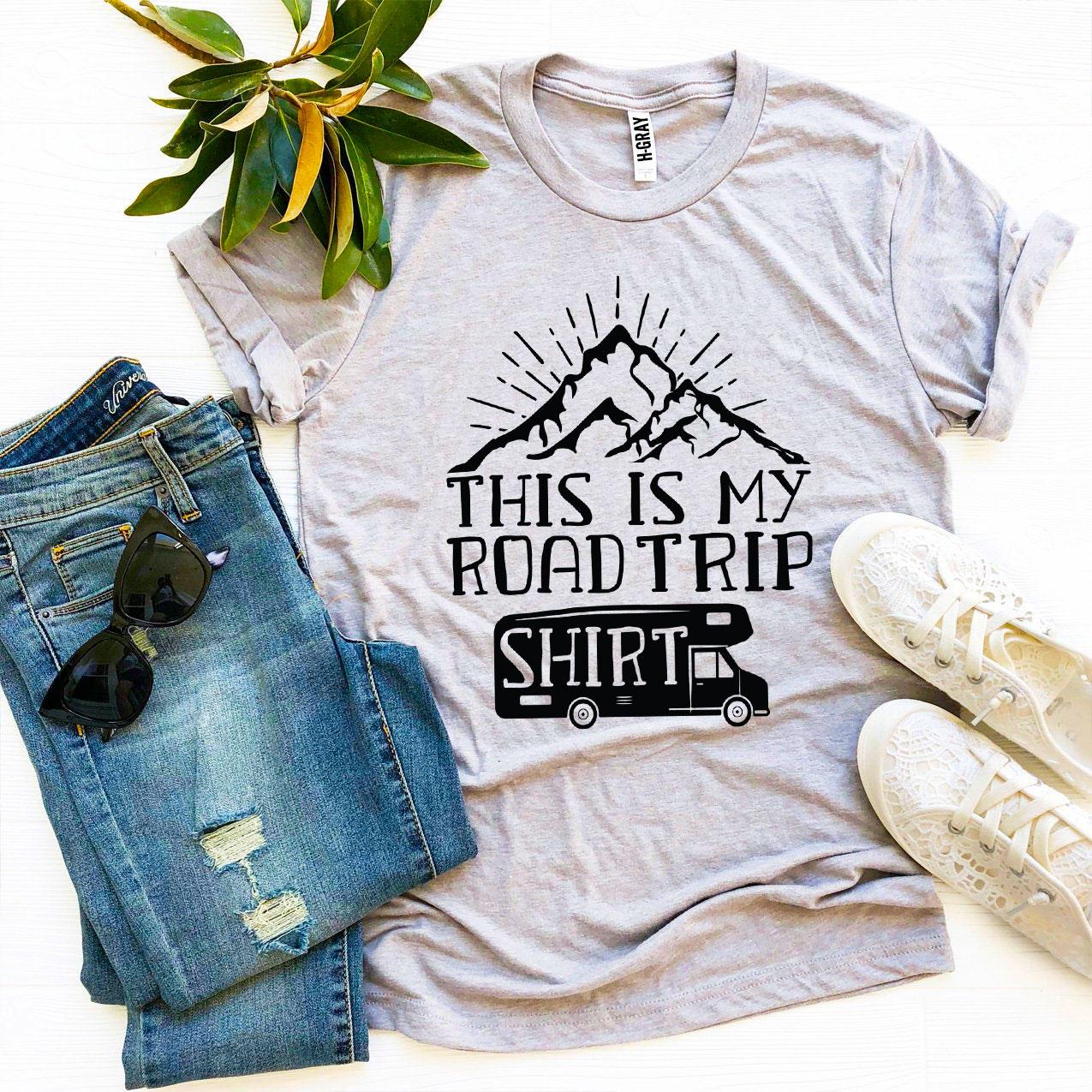 This Is My Road Trip Shirt T-shirt made from premium ring spun cotton, featuring a soft textile flex print design.