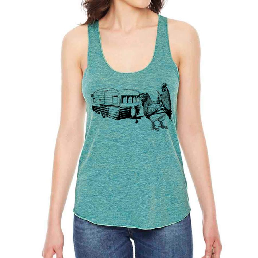 A stylish Travel Chicken Tank in vibrant colors, perfect for travel and casual outings, showcasing its comfortable design and modern cut.