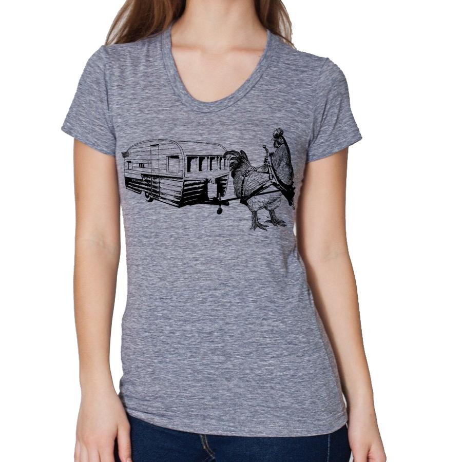 A stylish Travel Chicken tee featuring a playful chicken graphic, perfect for travel enthusiasts.