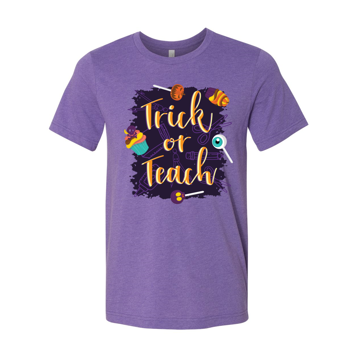 Trick Or Teach T-shirt displayed on a mannequin, showcasing its unisex design and soft fabric.