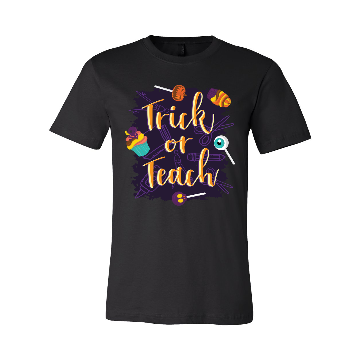 Trick Or Teach T-shirt displayed on a mannequin, showcasing its unisex design and soft fabric.