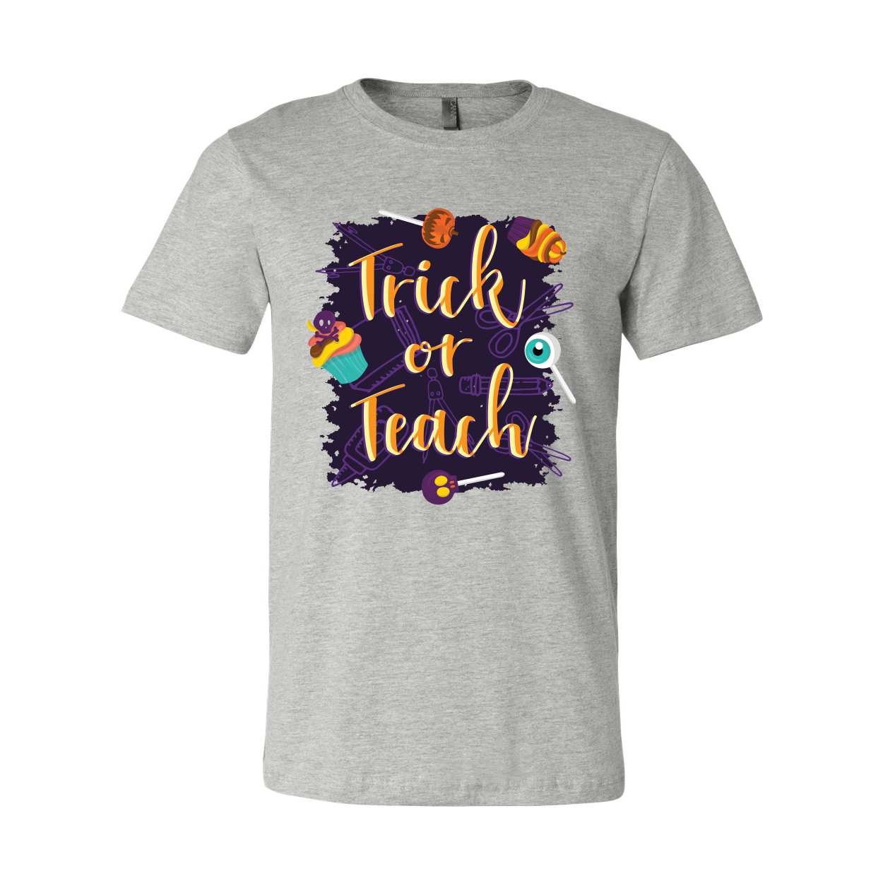 Trick Or Teach T-shirt displayed on a mannequin, showcasing its unisex design and soft fabric.