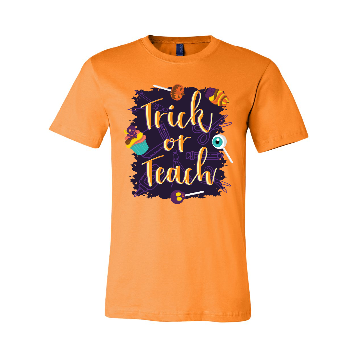 Trick Or Teach T-shirt displayed on a mannequin, showcasing its unisex design and soft fabric.