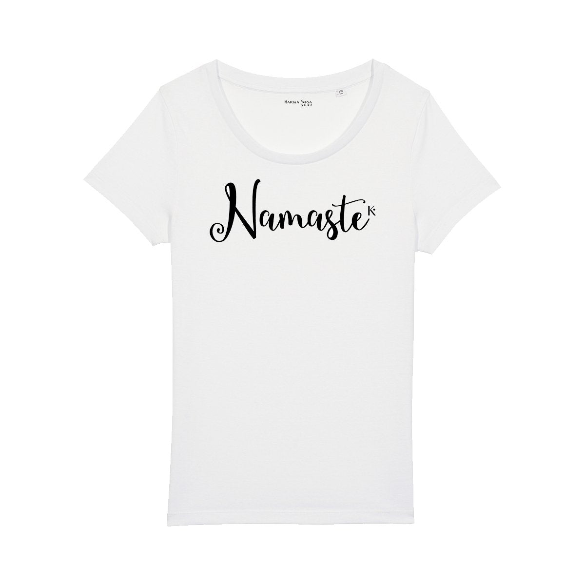 T-Shirt Femme Namaste en Coton Bio, avec un design élégant et un message spirituel imprimé, fabriqué en France.