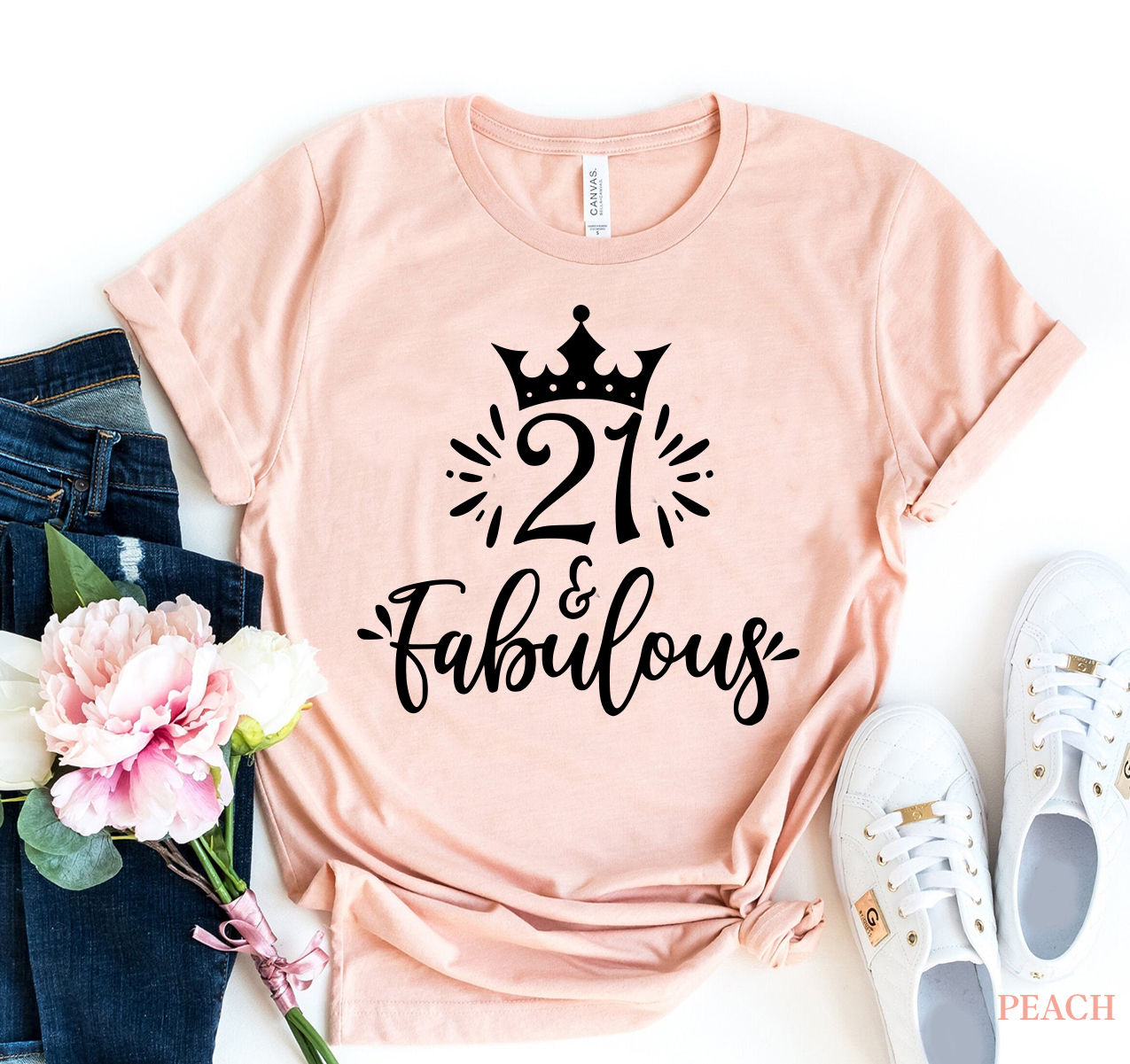 Twenty One And Fabulous T-shirt in premium ring spun cotton with a stylish design celebrating the 21st birthday.