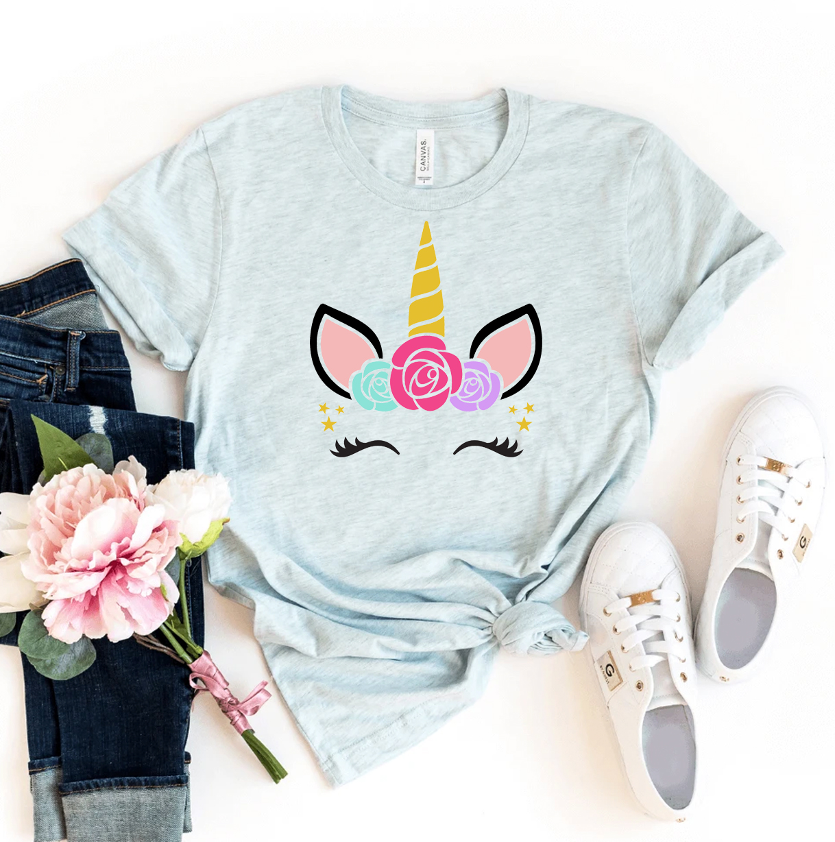 A soft and stylish Unicorn Horn T-shirt made from premium ring spun cotton, featuring a vibrant unicorn horn design.