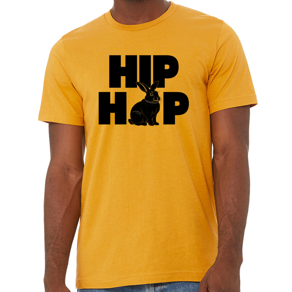 Urban Rabbit Hip Hop T-Shirt featuring a stylish bunny design, hand printed on a soft 100% cotton fabric, perfect for street style enthusiasts.