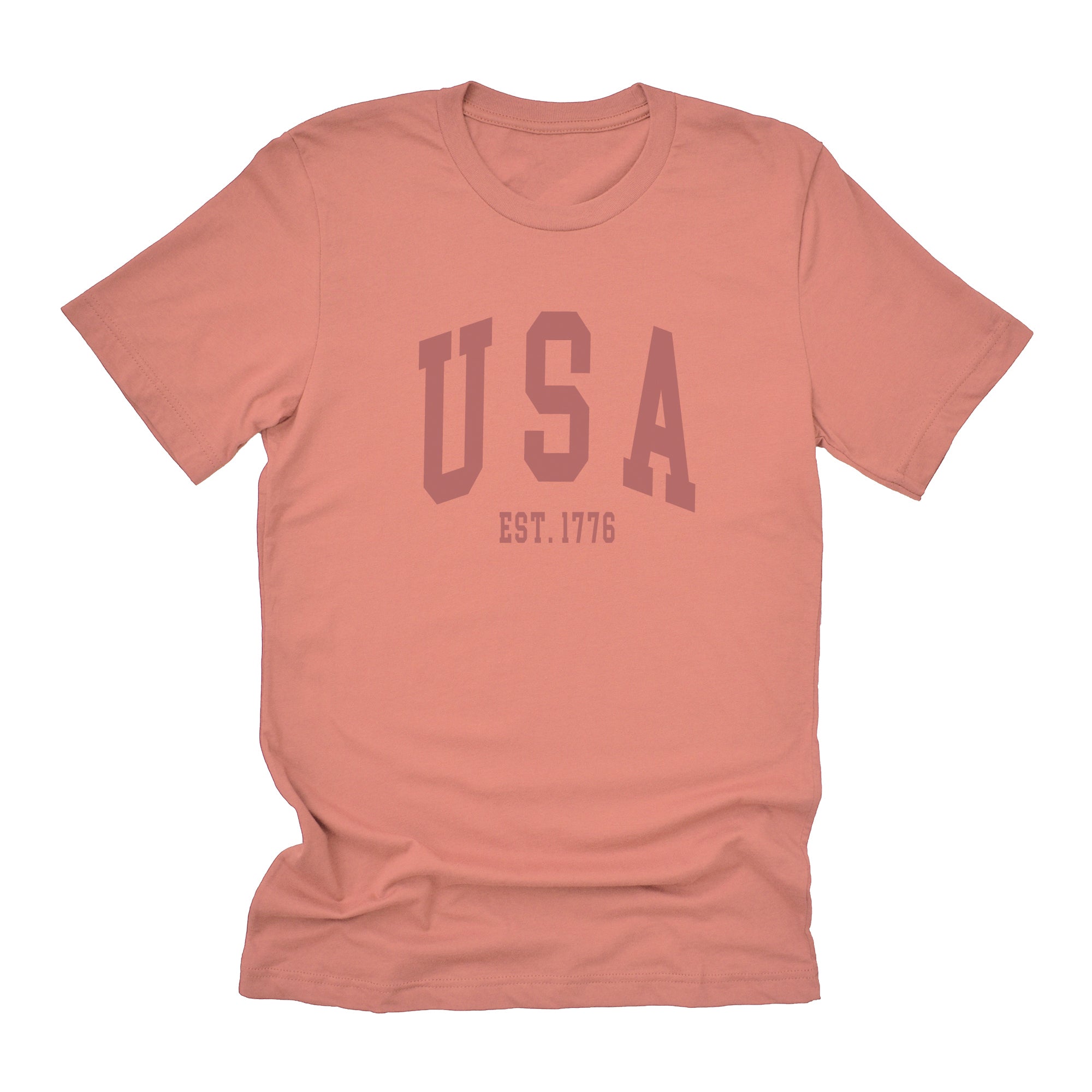 USA est 1776 Short Sleeve T-Shirt in soft cotton with a relaxed fit and distressed design, perfect for casual wear.