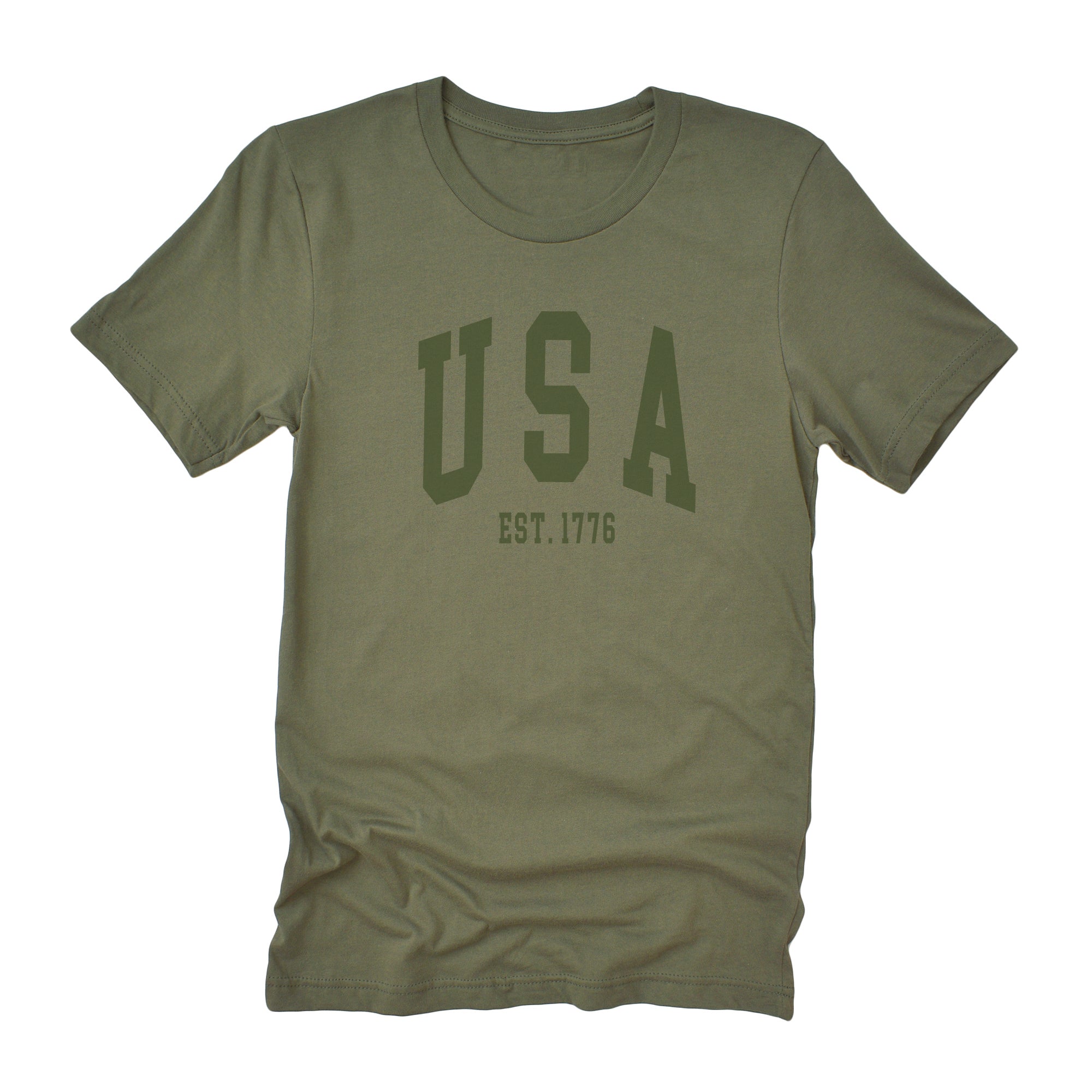 USA est 1776 Short Sleeve T-Shirt in soft cotton with a relaxed fit and distressed design, perfect for casual wear.