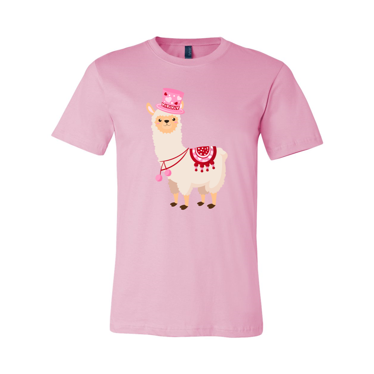 VAL0127 Valentine Llamas Shirt in various colors, showcasing a fun llama design perfect for Valentine's Day.