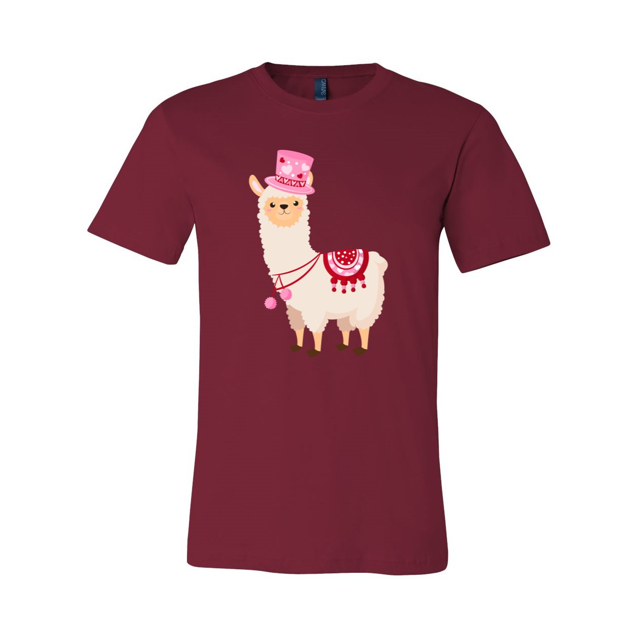 VAL0127 Valentine Llamas Shirt in various colors, showcasing a fun llama design perfect for Valentine's Day.