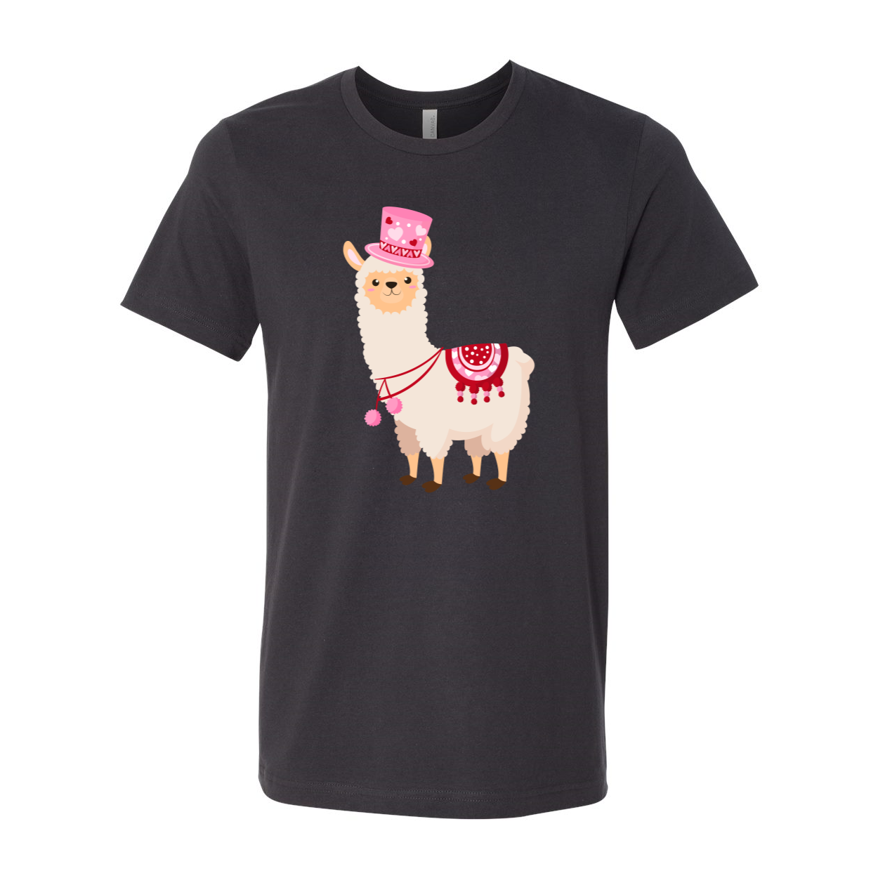 VAL0127 Valentine Llamas Shirt in various colors, showcasing a fun llama design perfect for Valentine's Day.