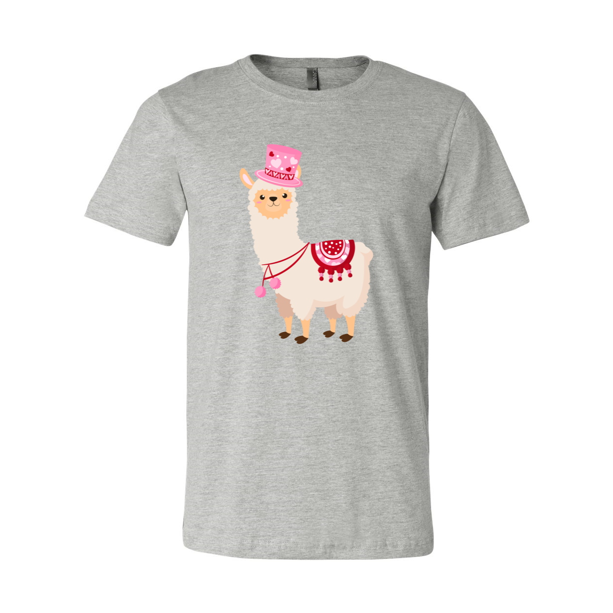 VAL0127 Valentine Llamas Shirt in various colors, showcasing a fun llama design perfect for Valentine's Day.