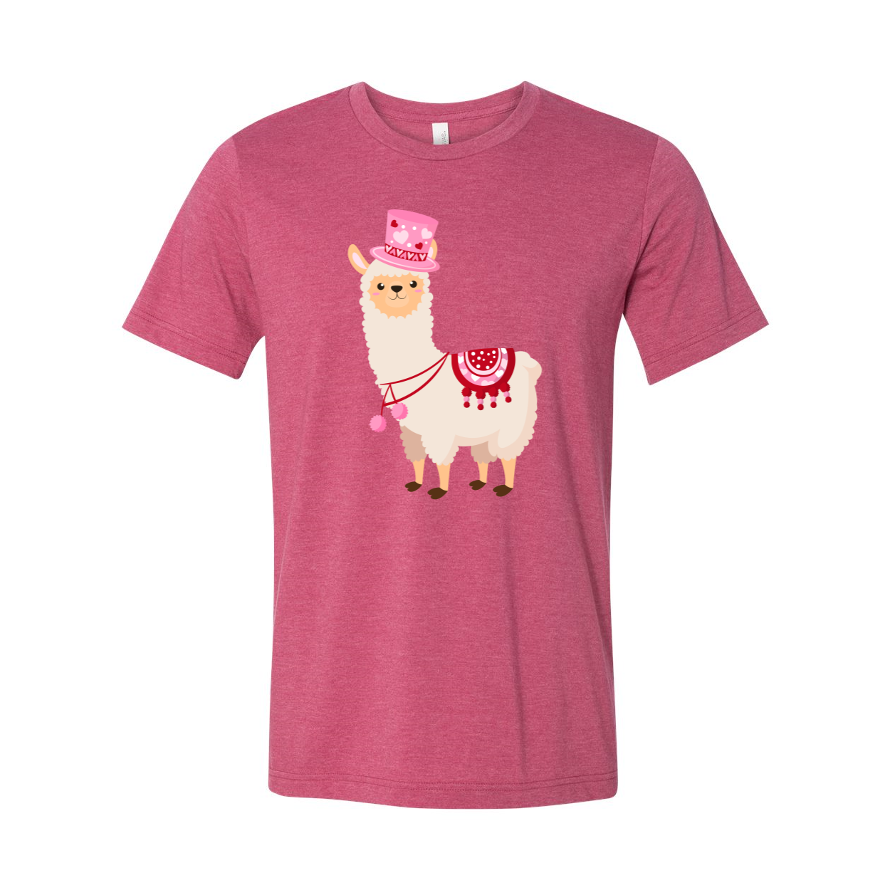 VAL0127 Valentine Llamas Shirt in various colors, showcasing a fun llama design perfect for Valentine's Day.