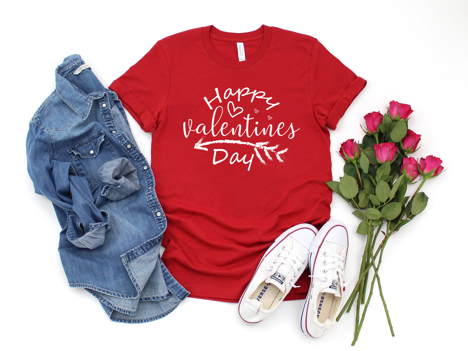 VAL0133 Happy Valentines Day Shirt in various colors, showcasing its soft fabric and stylish design.