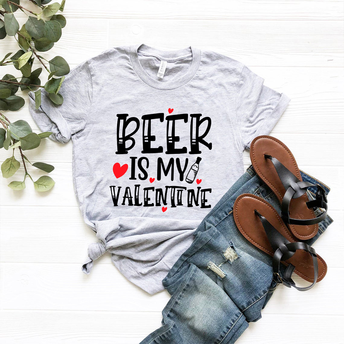 VAL0135 Beer Is My Valentine Shirt in various colors, showcasing its comfortable fit and high-quality print design.