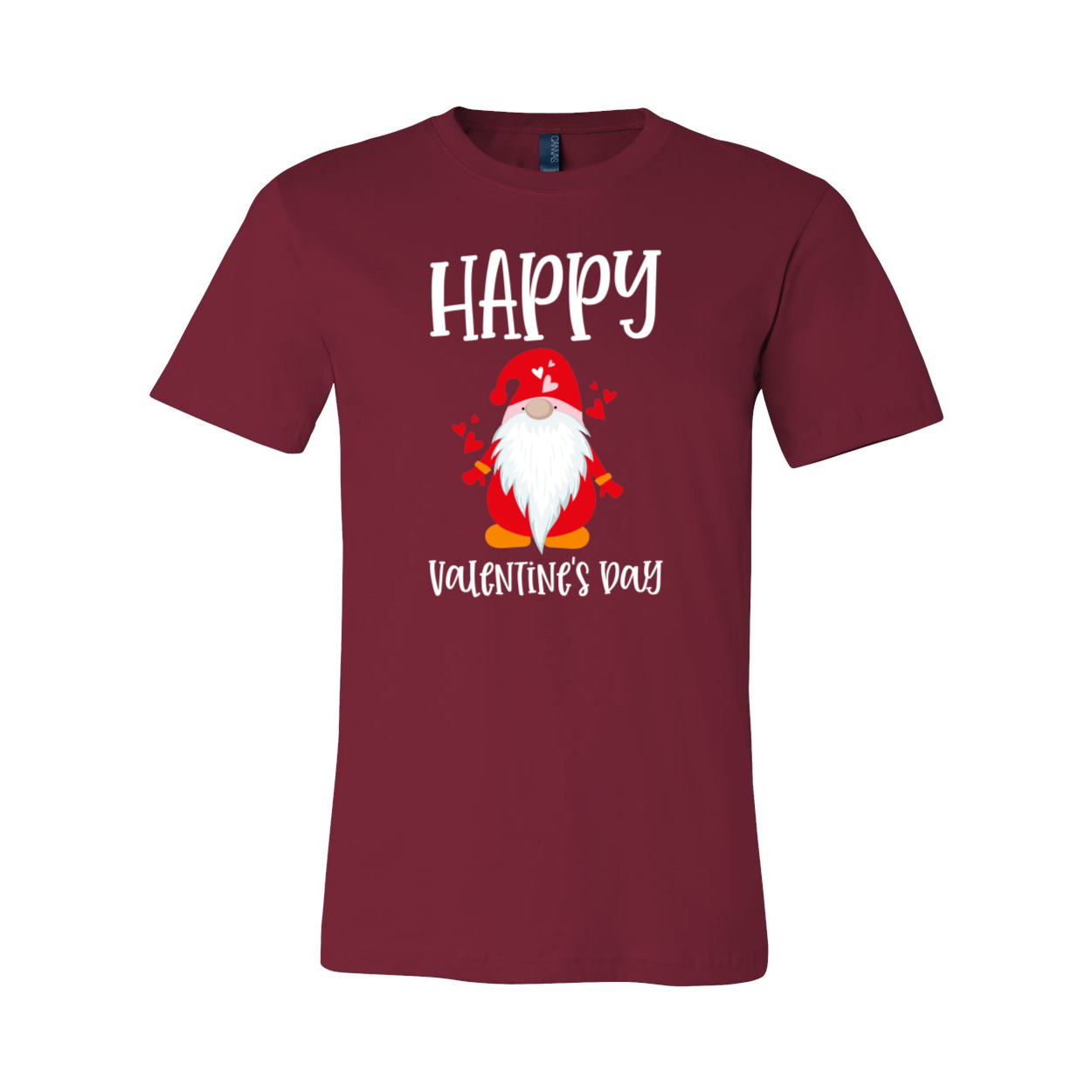 VAL0143 Happy Valentine Gnome Shirt in various colors, showcasing its comfortable fit and high-quality print.