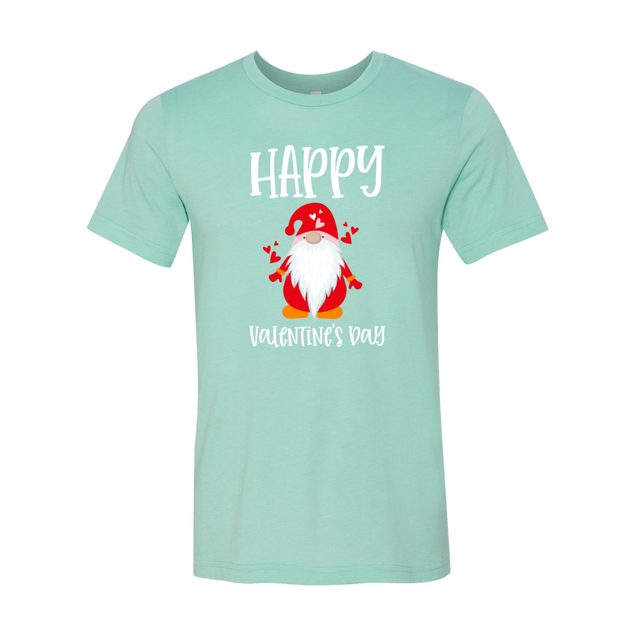 VAL0143 Happy Valentine Gnome Shirt in various colors, showcasing its comfortable fit and high-quality print.