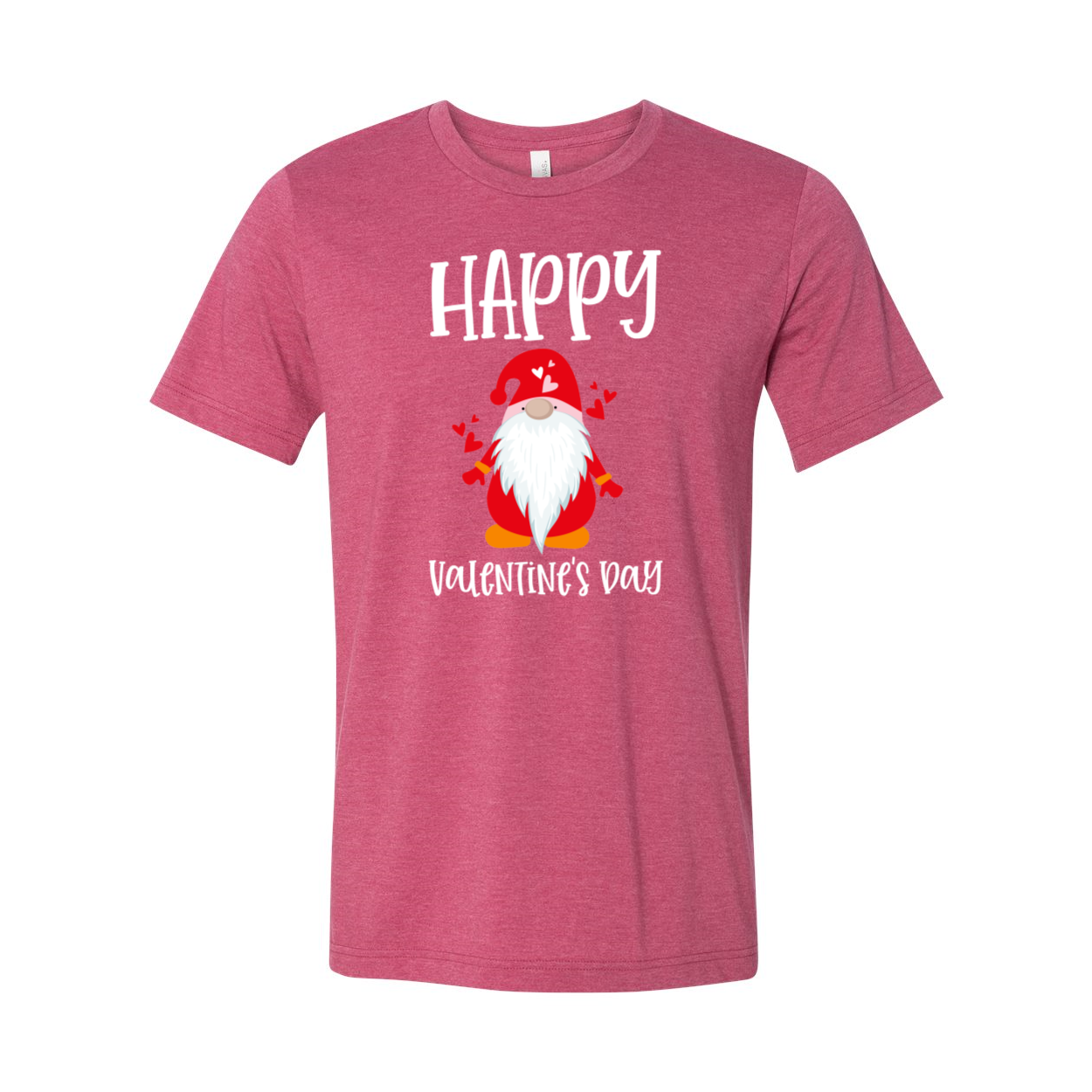 VAL0143 Happy Valentine Gnome Shirt in various colors, showcasing its comfortable fit and high-quality print.