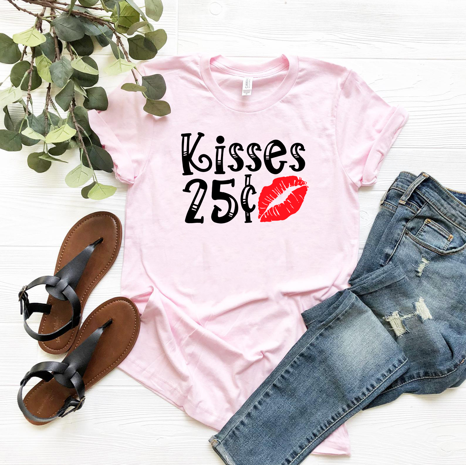 VAL0148 Kisses 25 cent Shirt in various colors, showcasing its soft fabric and stylish design.