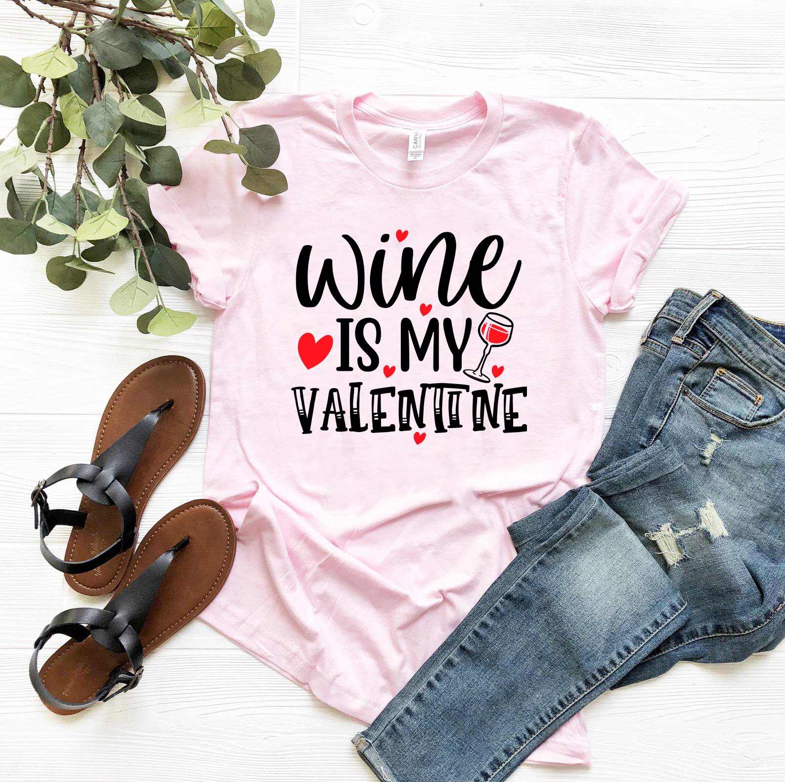 VAL0154 Wine Is My Valentine Shirt in various colors, showcasing its soft fabric and stylish design.