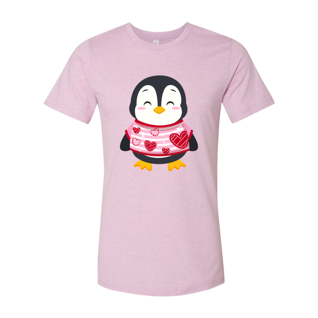 VAL0119 Valentines Penguin Shirt in various colors, showcasing a cute penguin design on a comfortable unisex T-shirt.