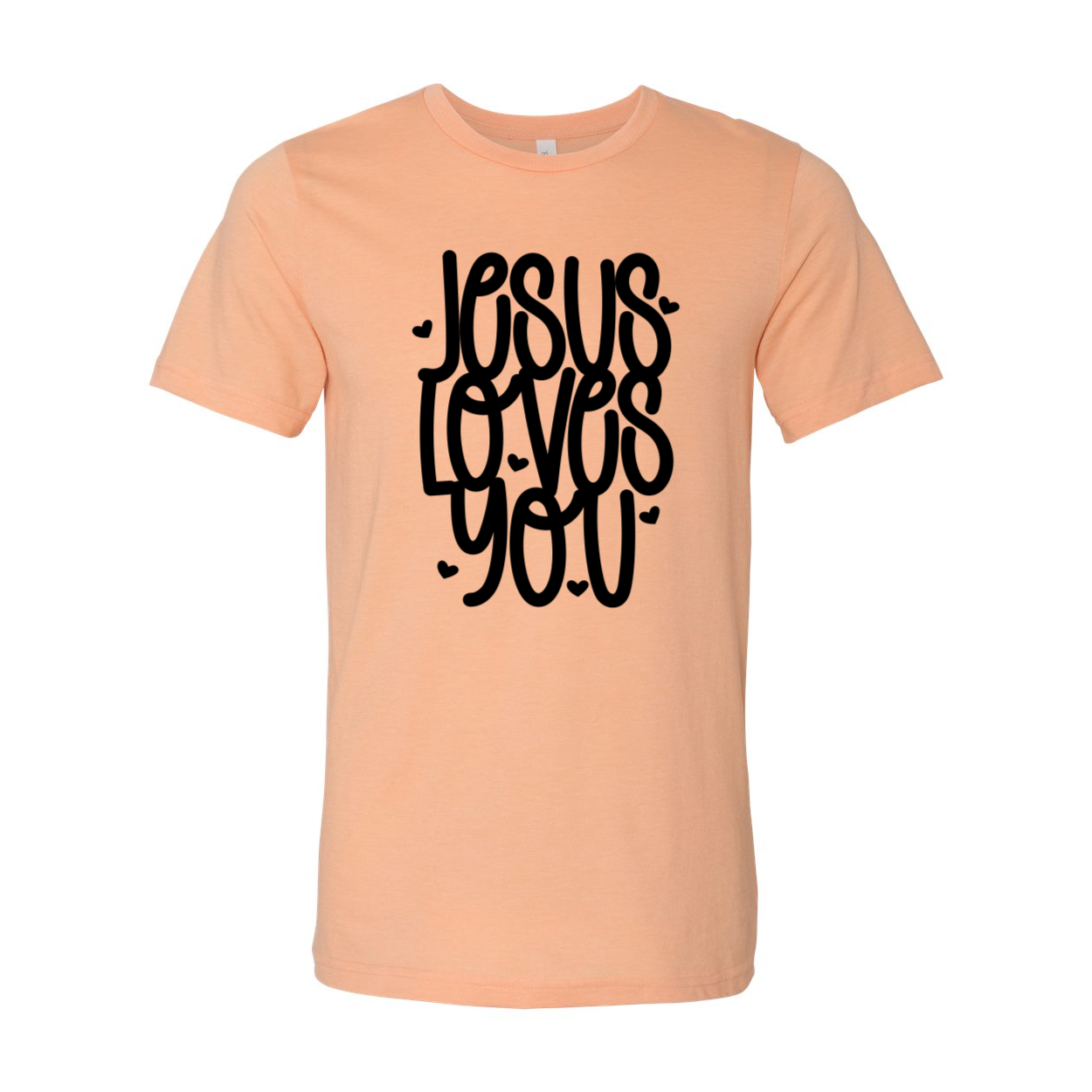 VAL0081 Jesus Loves You Shirt in various colors, showcasing its comfortable fit and high-quality print.