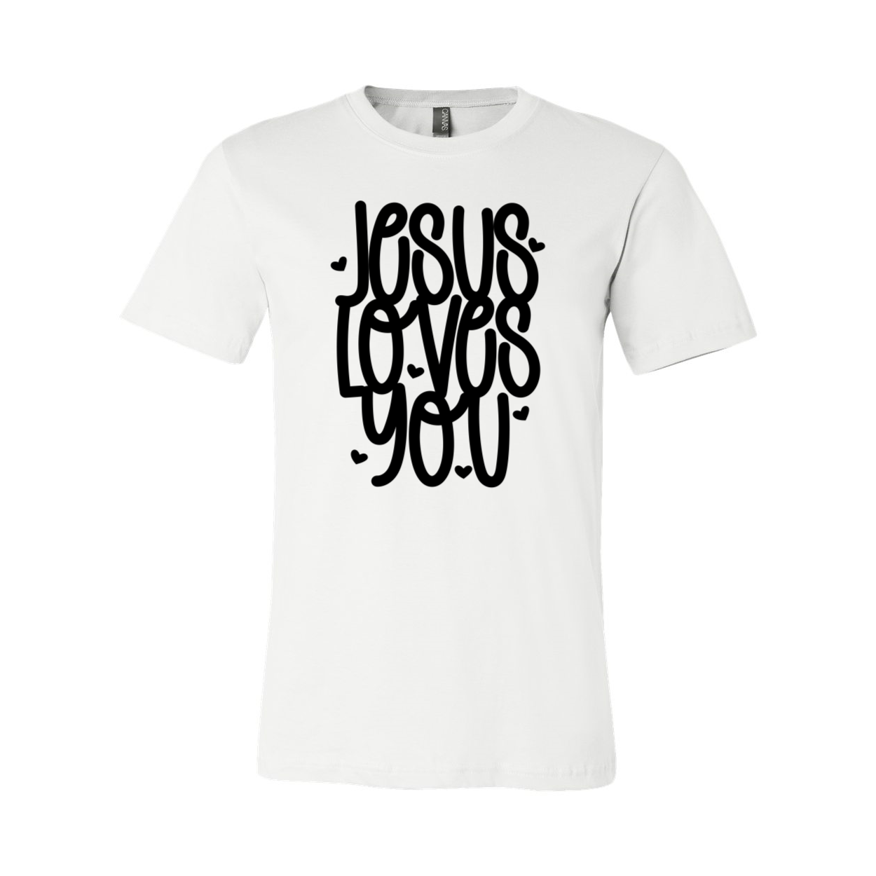 VAL0081 Jesus Loves You Shirt in various colors, showcasing its comfortable fit and high-quality print.