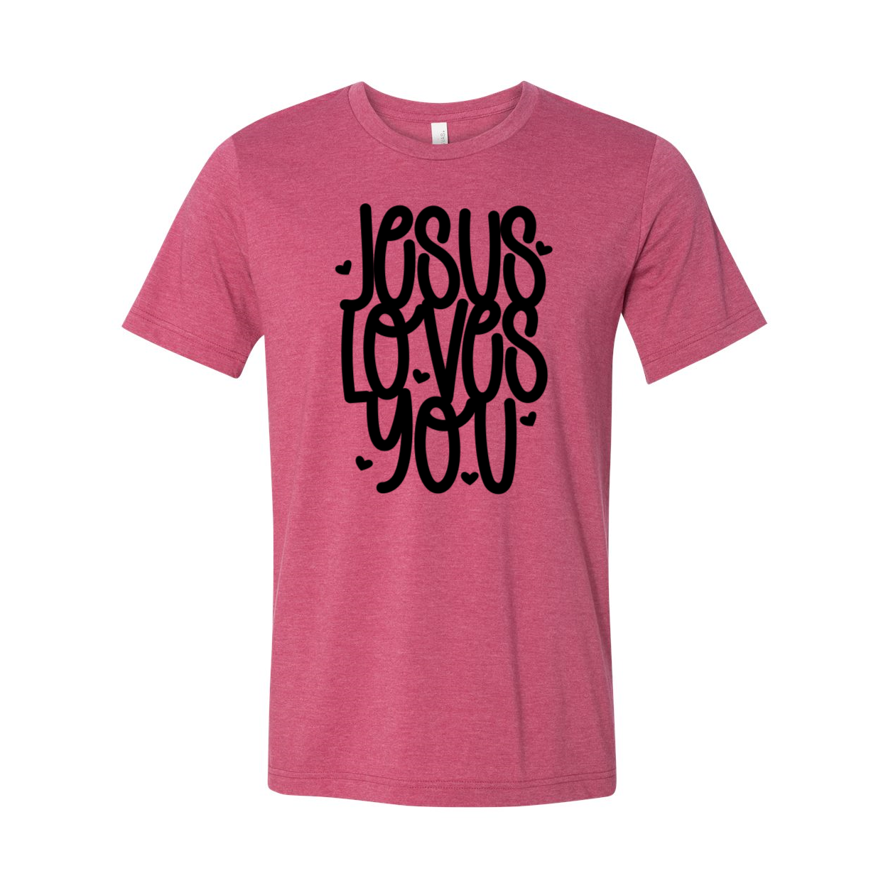 VAL0081 Jesus Loves You Shirt in various colors, showcasing its comfortable fit and high-quality print.