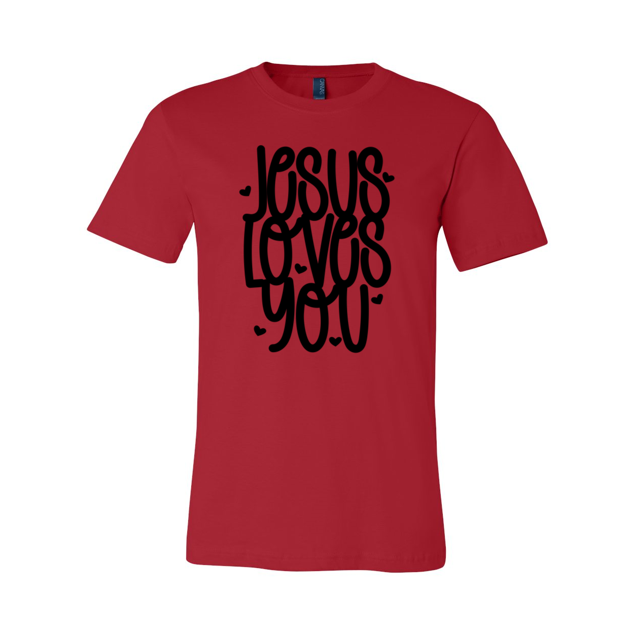 VAL0081 Jesus Loves You Shirt in various colors, showcasing its comfortable fit and high-quality print.