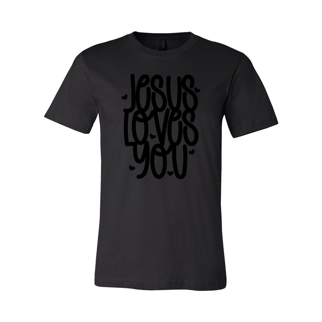 VAL0081 Jesus Loves You Shirt in various colors, showcasing its comfortable fit and high-quality print.