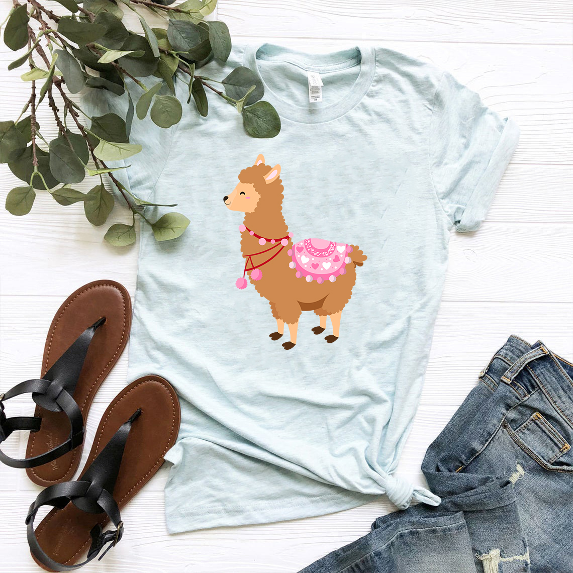 A stylish unisex Valentine Llamas Shirt featuring a cute llama print, made from soft ring spun cotton, available in various colors.