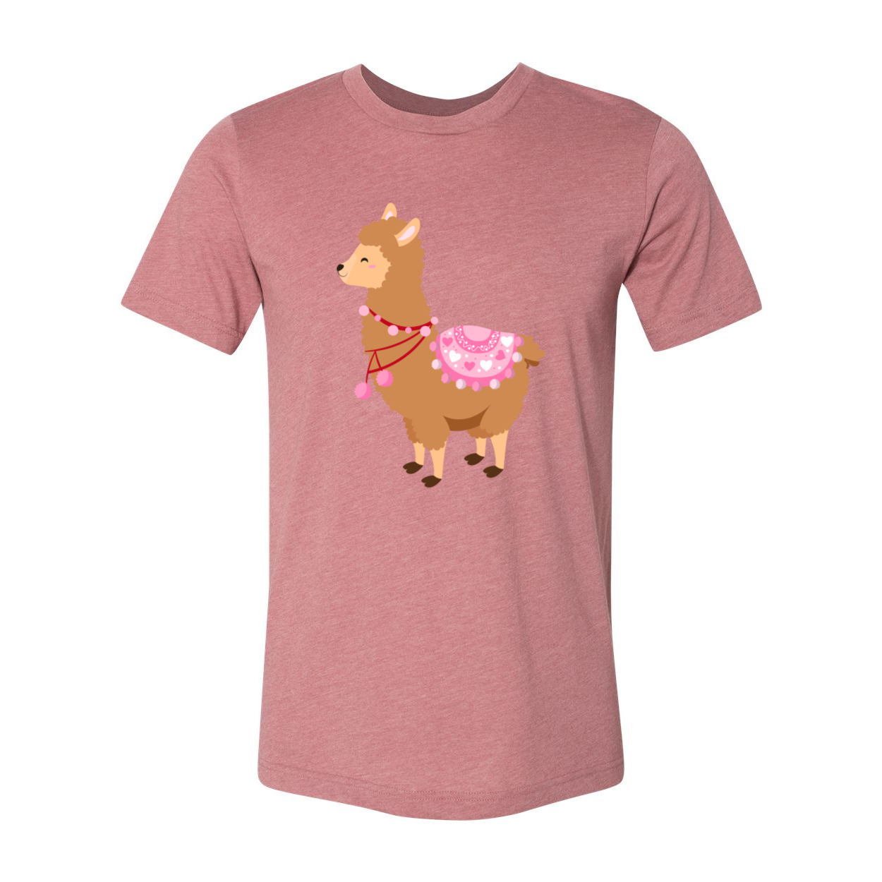 A stylish unisex Valentine Llamas Shirt featuring a cute llama print, made from soft ring spun cotton, available in various colors.