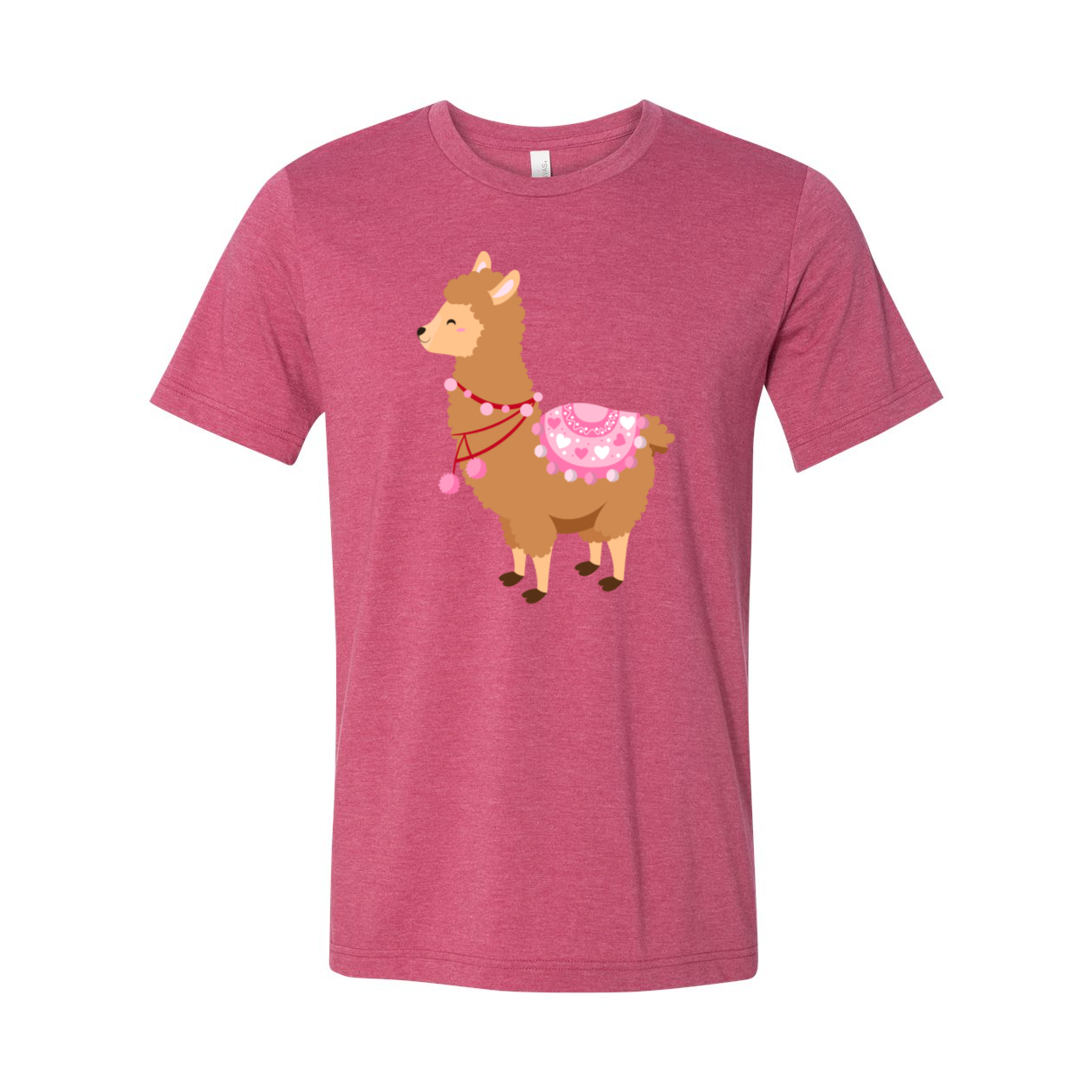 A stylish unisex Valentine Llamas Shirt featuring a cute llama print, made from soft ring spun cotton, available in various colors.