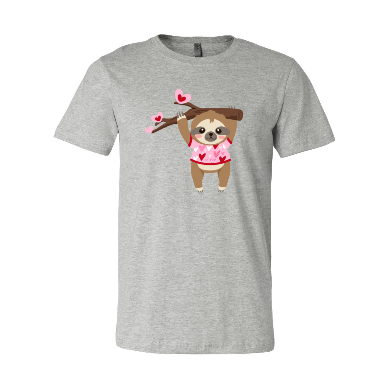 A comfortable unisex Valentine Sloth Shirt featuring a cute sloth design, available in multiple colors.