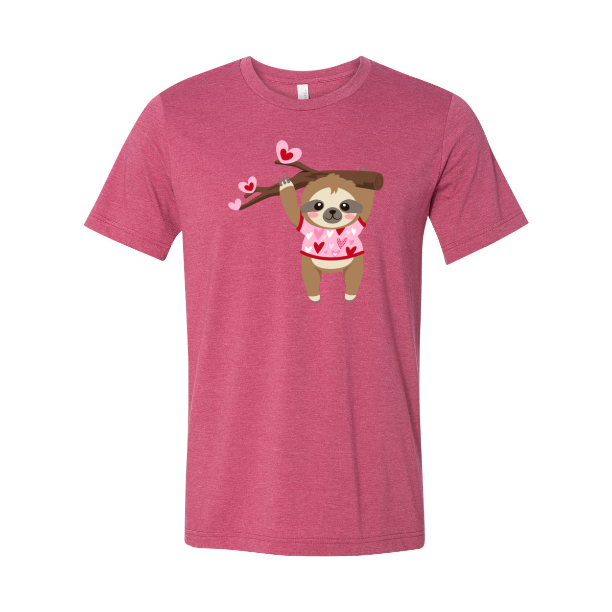 A comfortable unisex Valentine Sloth Shirt featuring a cute sloth design, available in multiple colors.