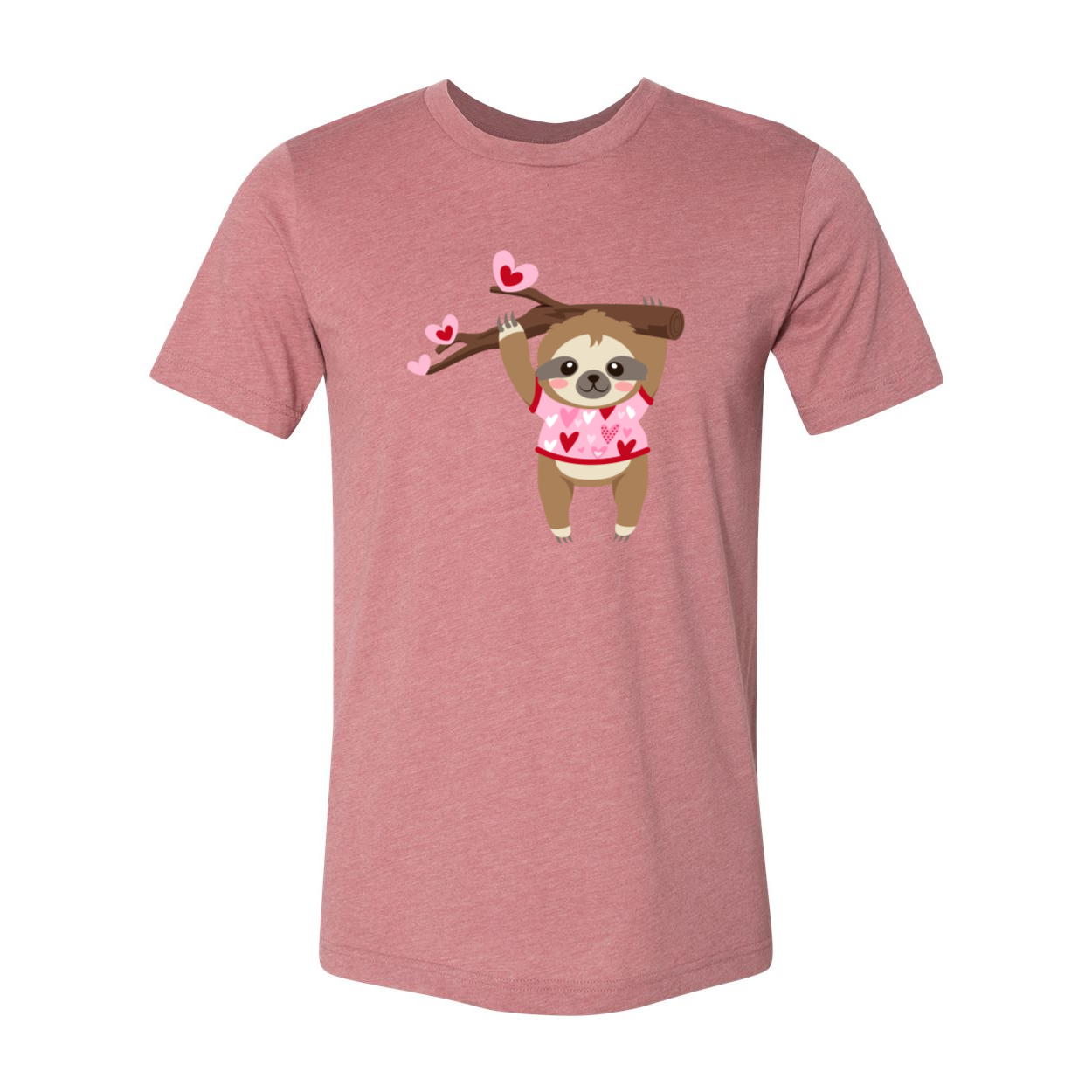 A comfortable unisex Valentine Sloth Shirt featuring a cute sloth design, available in multiple colors.