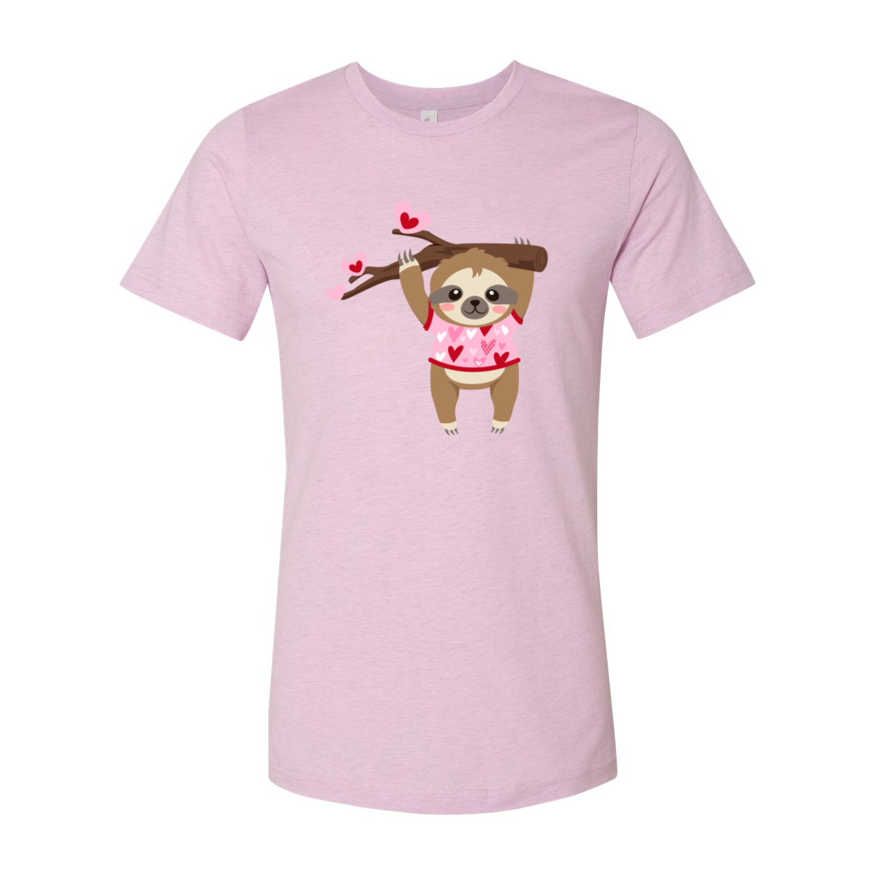 A comfortable unisex Valentine Sloth Shirt featuring a cute sloth design, available in multiple colors.